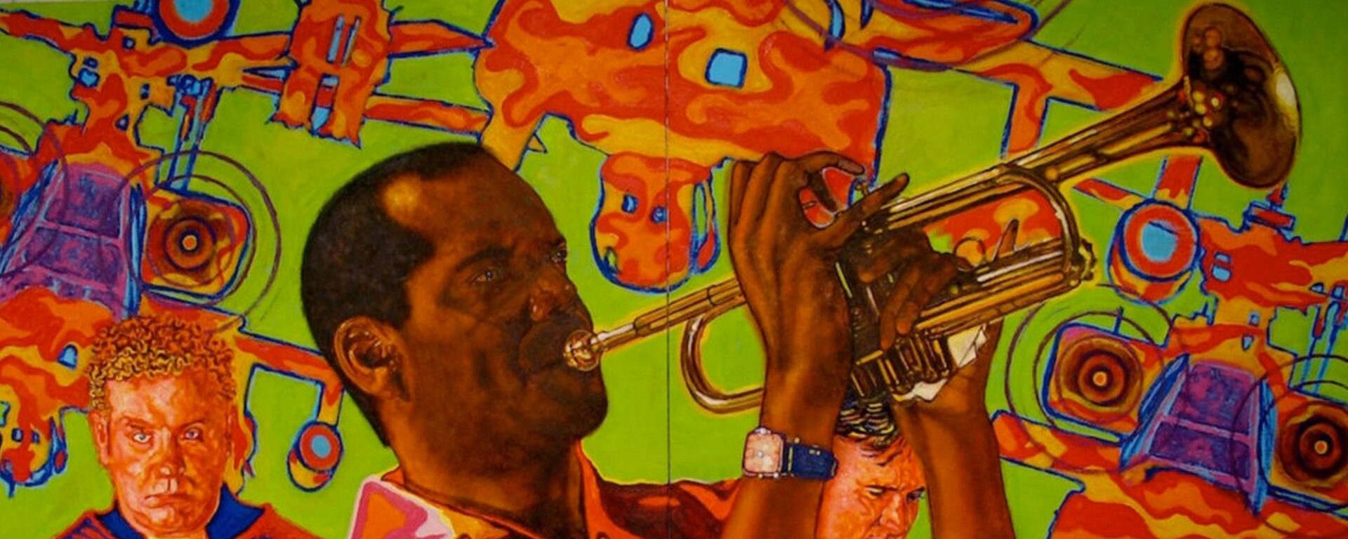 A vivid illustration of a trumpeter